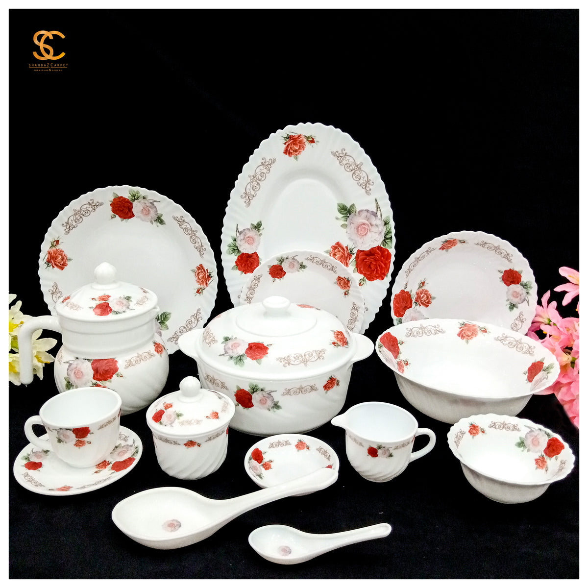 62-Piece Marble Dinner Set